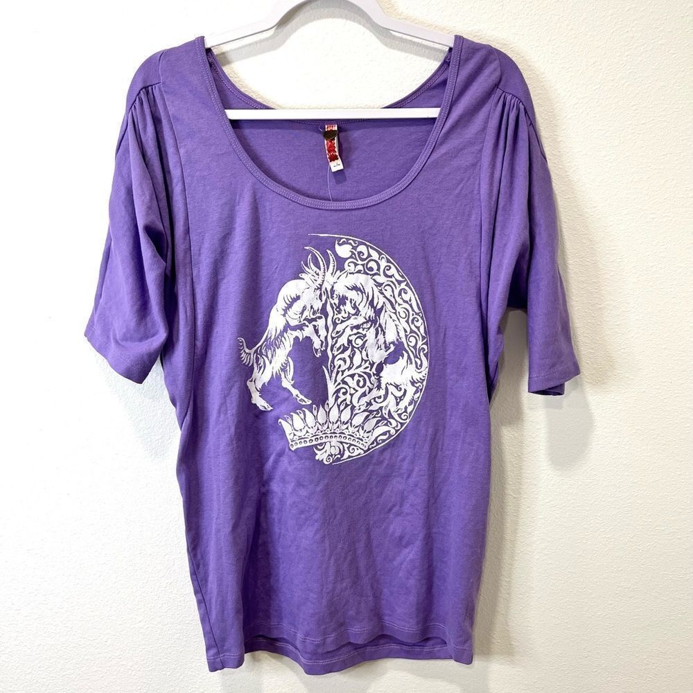 FREE PEOPLE RAM GRAPHIC ROUND NECK T SHIRT SIZE MEDIUM